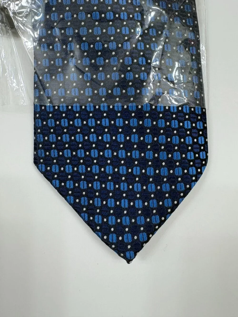 Neck Tie - Men's- Navy Blue W/ Light Blue Geometric Design - NWT